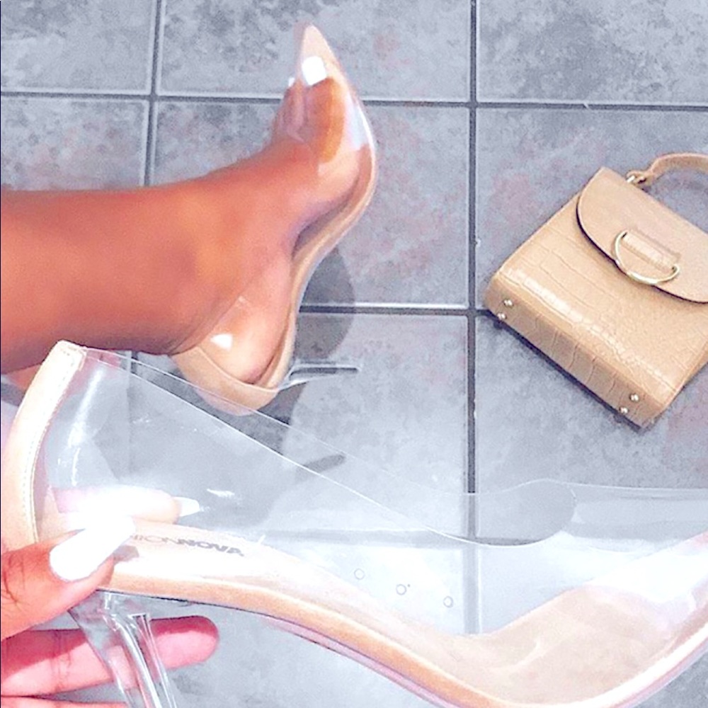 Cinderella glass clear slippers heel